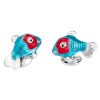 Deakin & Francis Sterling Silver Blue and Red Tropical Fish Cufflinks