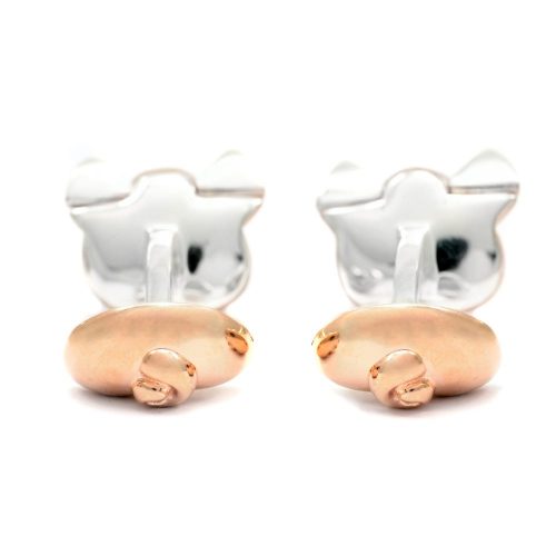 Deakin & Francis Sterling Silver, Rose Gold Plated Pig Head Cufflinks With Ruby Eyes - Image 3