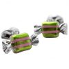 Deakin & Francis Sterling Silver Green & Pink Striped Enamel Candy Cufflinks