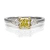 Yellow Diamond 3 Stone Platinum Ring