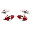 Deakin and Francis Sterling Silver & Red Enamel Diamond Shape Cufflinks