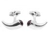 Deakin and Francis Sterling Silver Amethyst Set Horn Shaped Cufflinks