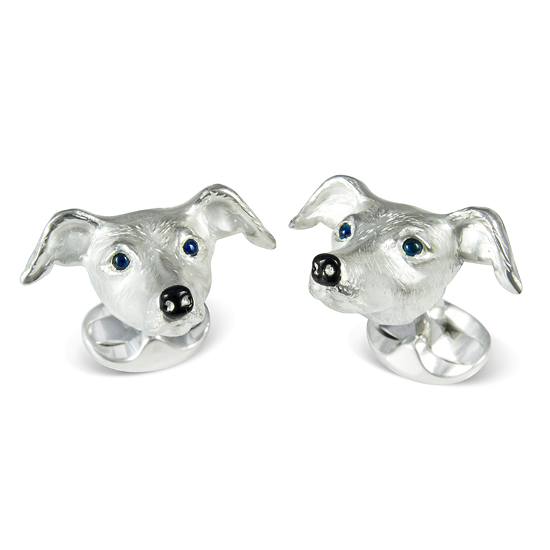 Deakin and Francis Sterling Silver Whippet Head Cufflinks