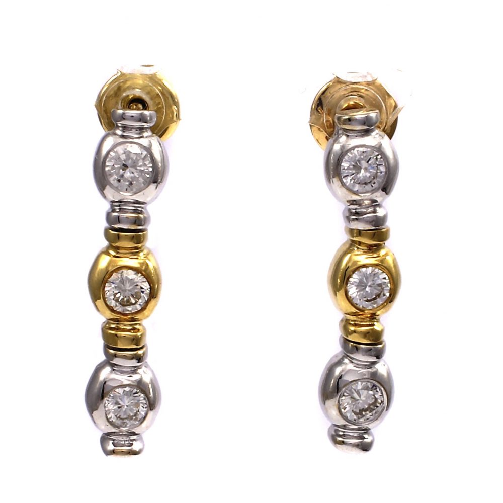 18ct White & Yellow Gold Diamond Drop Earrings 0.42ct