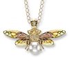 18ct Gold Plique-a-Jour Vitreous Enamel Bee Pendant Diamond, Citrine & South Sea Pearl
