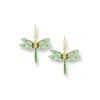 18ct Gold Plique-a-Jour Vitreous Green Enamel Diamond Set Dragonfly Earrings