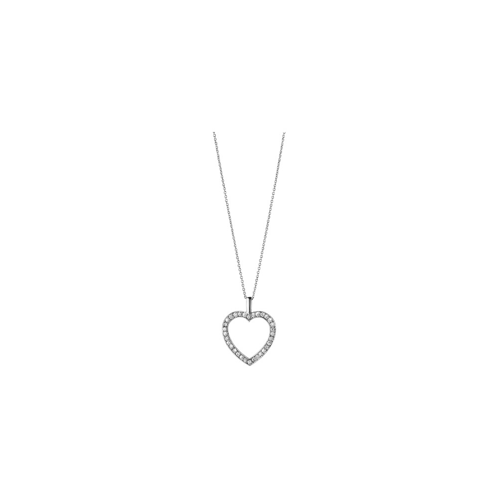 Georg Jensen 18ct White Gold Diamond Heart Pendant & Chain