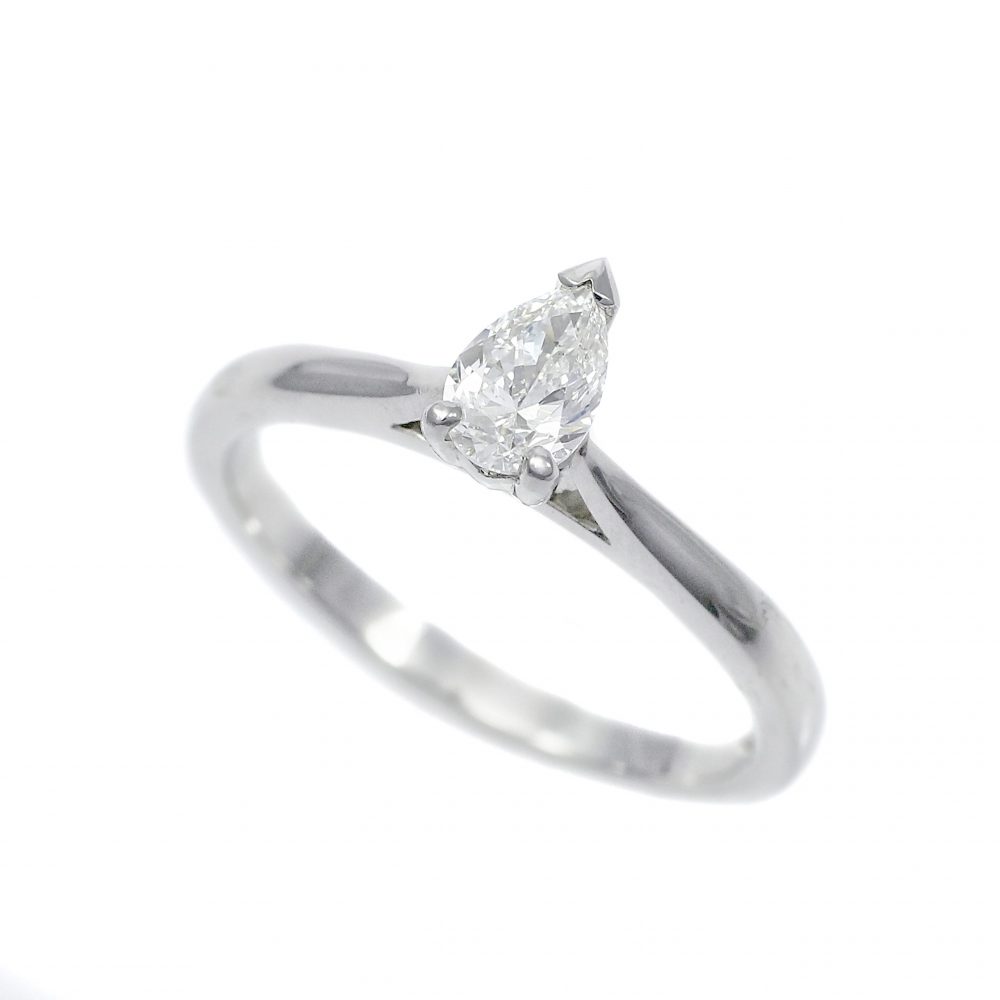 Platinum Pear Cut 0.40ct Diamond Solitaire Ring