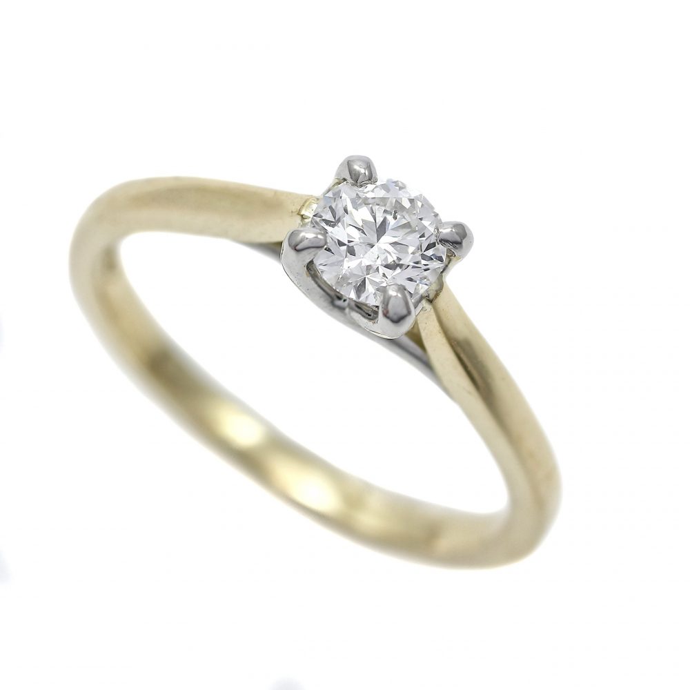 Diamond Solitaire Ring 0.40ct 18ct White & Yellow Gold