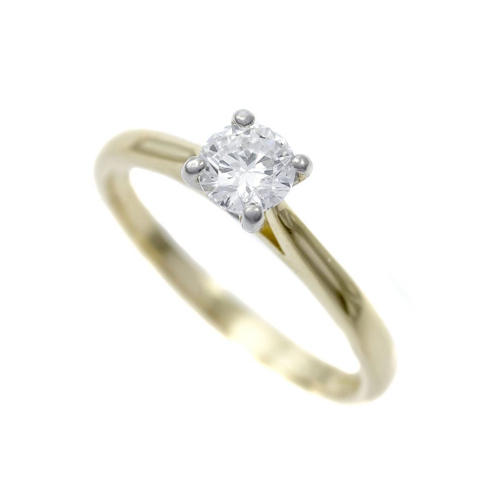 Diamond Solitaire Ring 0.44ct 18ct Platinum & Yellow Gold