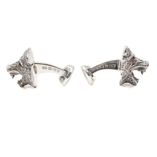 Deakin & Francis Sterling Silver Bear Cufflinks with Ruby Eyes - Image 2