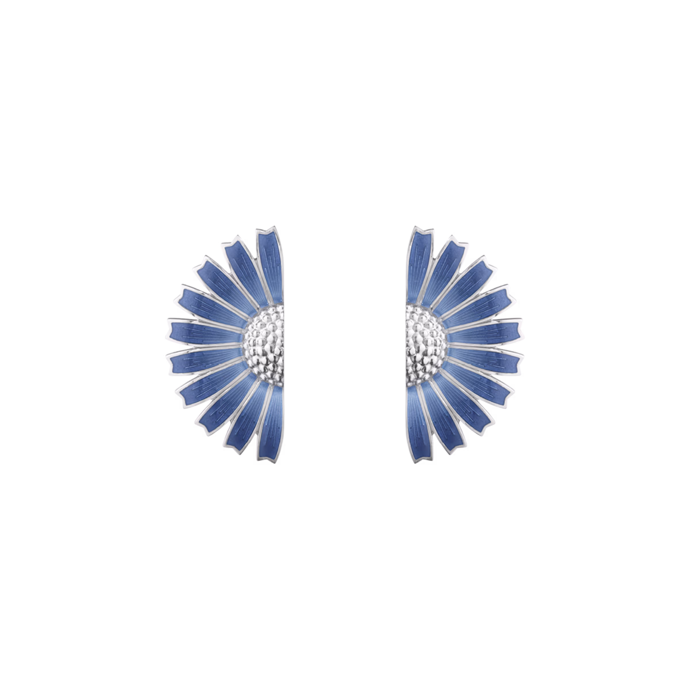 Georg Jensen Daisy Earrings Sterling Silver & Blue Enamel